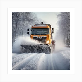 Snow Plow In The Woods Art Print