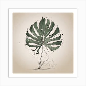 Large Monstera leaf Picasso style 4 Art Print