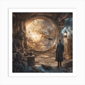 0 Time Travel Theme Blend Elements Of Past, Present Esrgan V1 X2plus Art Print