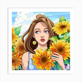 Double Sunflowers Art Print