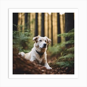 Dog In The Forest Art Print