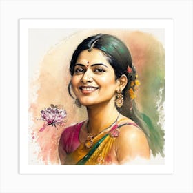 Portrait Of An Indian Woman Art Print