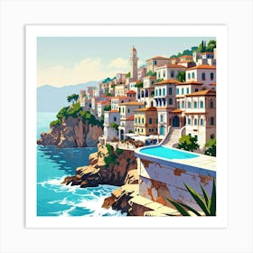 Mediterranean Seaside 1 Art Print