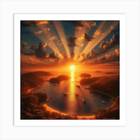 Sunset Over The Ocean Art Print