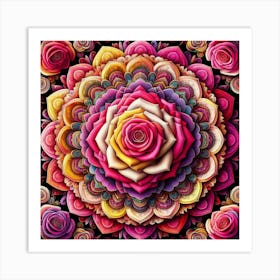 Rose mandala colorful 1 Art Print