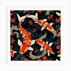 Koi Fish Seamless Pattern 4 Art Print