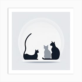 Silhouette Of Cats Art Print