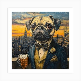 Gentleman Pug At Nyc Rooftop Bar 2 Art Print