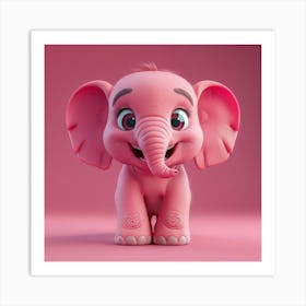 Cute Pink Elephant Art Print