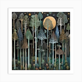 Forest At Night Art Print