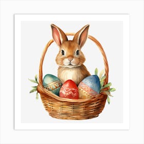 Easter Bunny In Basket 9 Art Print