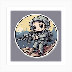 Soldier Girl With A Gun Art Print