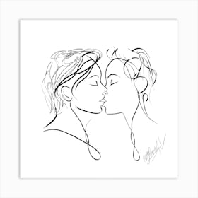 Get Lost In Kisses, One Line Drawing Art Print