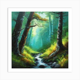 Stream In The Woods Art Print