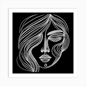 Portrait Of A Woman With Long Hair 1 Art Print