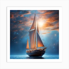 Sailboat In The Sea Art Print