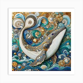Whales in the Style of Collage 4 Art Print