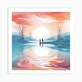 Sunset Over The Lake Art Print