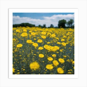 Yellow Flowers In A Field Art Print