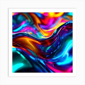 3d Light Colors Holographic Abstract Future Movement Shapes Dynamic Vibrant Flowing Lumi (9) Art Print