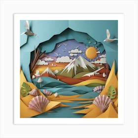 Nice Landscape In Paper Art Work 9 Art Print