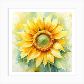 Sunflower Watercolor Painting Art Print