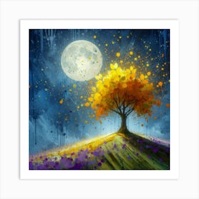 Tree In The Moonlight 1 Art Print