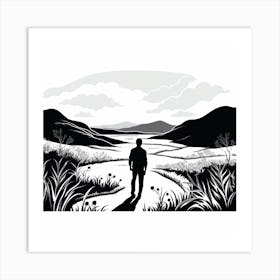 Man Walking In The Countryside Art Print