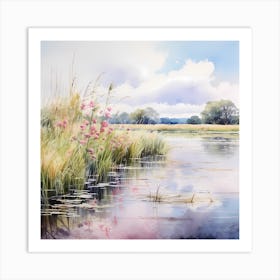 AI Tranquil Fen Serenade Art Print  Art Print