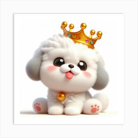 Cute Dog With A Crown 1 Art Print