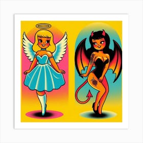 Good Girl and Bad Girl 1 Art Print