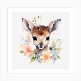 Fawn Watercolor Painting 2 Art Print