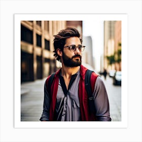 Bearded Man With Glasses Art Print