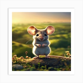 Mouse On A Rock Art Print