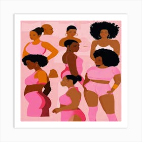 Women In Pink Art Print