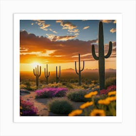 Sunset In The Desert Art Print