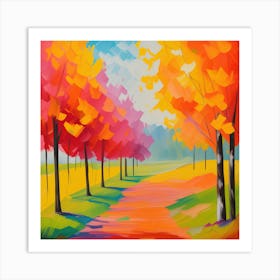 Autumn Trees Water Color Art Print