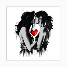 Two Women Kissing 2 Art Print