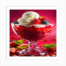 Sundae With Berries And Nuts Art Print