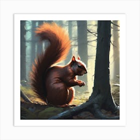 Red Squirrel In The Forest 59 Art Print