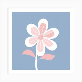 A White And Pink Flower In Minimalist Style Square Composition 668 Art Print