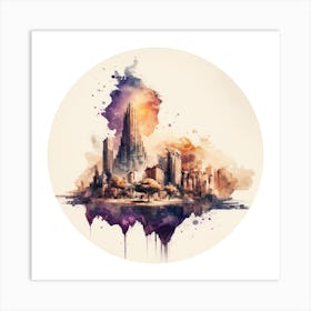 Cityscape Watercolor Painting.A fine artistic print that decorates the place. Art Print