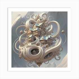 Mountain village sea waves tsunami 16 Art Print