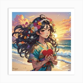 Flower Girl At The Beach 8 1 Art Print