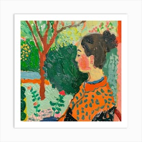 Woman In A Garden Art Print