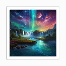 Galaxy Waterfall Art Print