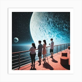 Ship On The Moon Art Print