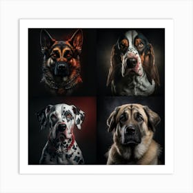 Four cute dogs Art Print