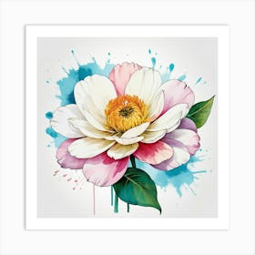 Watercolor Peony Flower Art Print