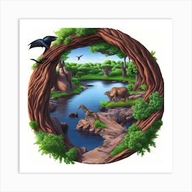 Wild Animals In The Forest Art Print